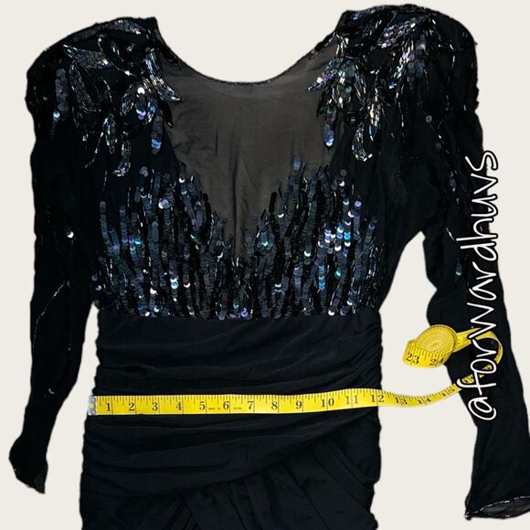 Vintage Casadei Black Dress | 1980s Glamour Revived | Size 6 - Picture 8 of 15